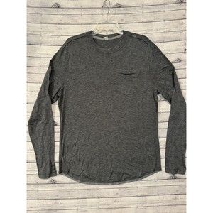 Lululemon Mens Pocket Shirt Sz L Heather Gray Long Sleeve Athleisure Drop Cut